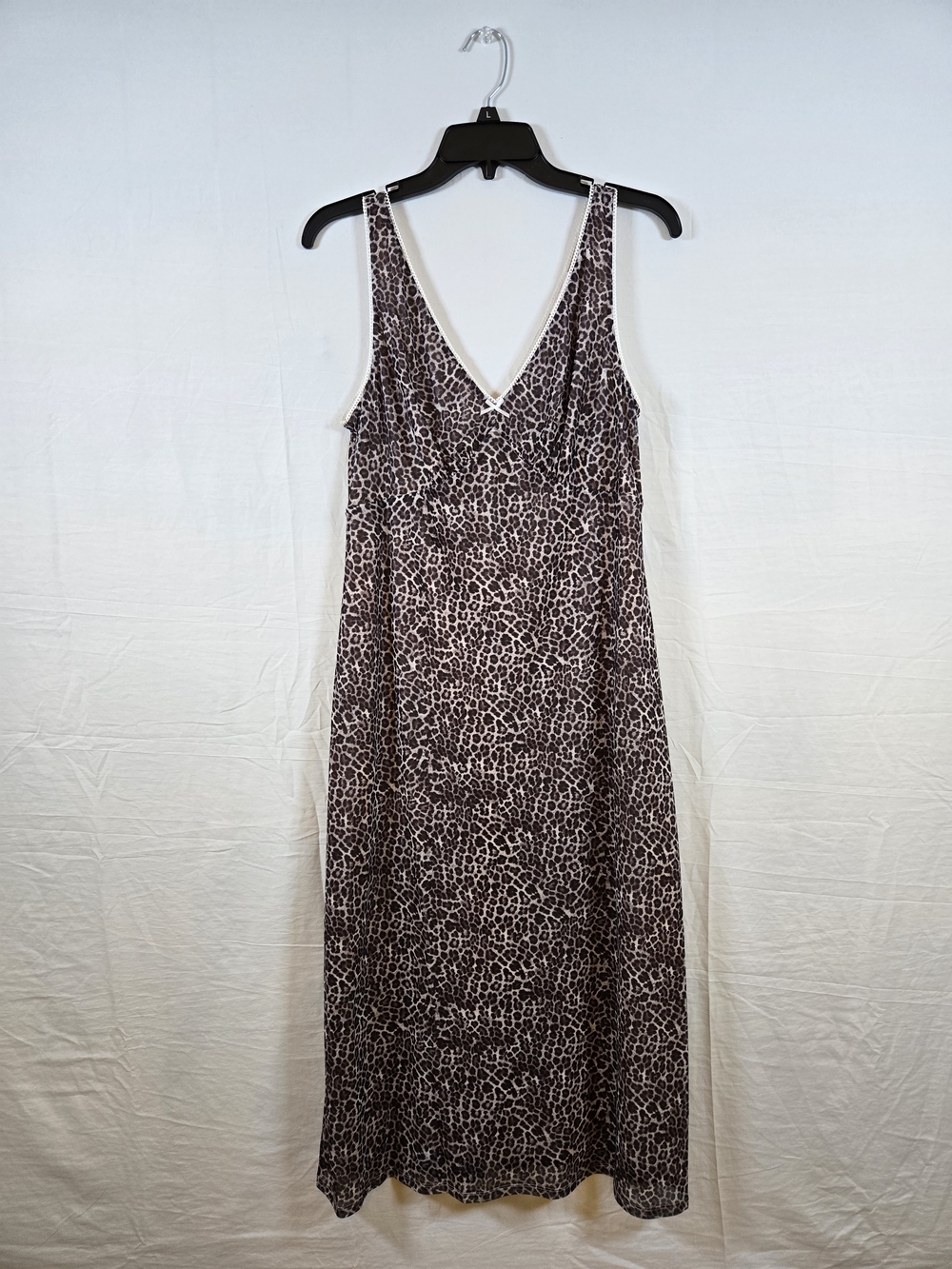 Gianni Bini Brown and Cream Leopard Print V-Neck Midi Dress